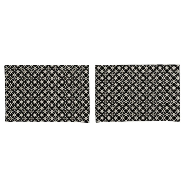 Cojín Funda de almohada negra y beige (Anverso - Set)