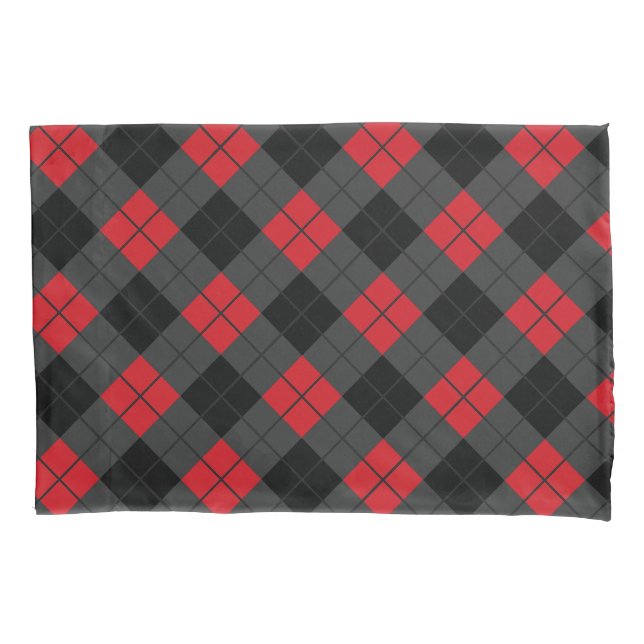 Cojín Funda de almohada negra y roja contrastada (Anverso)