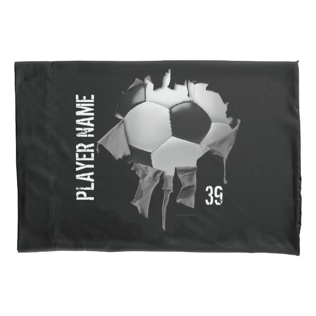 Cojín Funda de almohada oscura personalizada fútbol (Anverso)