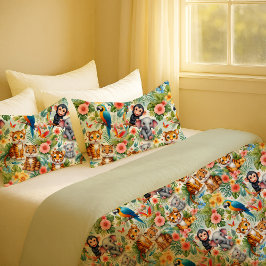 Cojín Funda de almohada para nursery tropical con animal