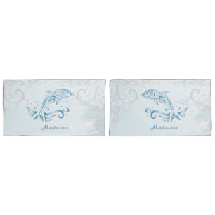 Cojín Funda de almohada personalizada de delfín azul