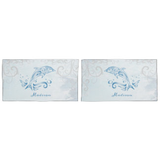 Cojín Funda de almohada personalizada de delfín azul