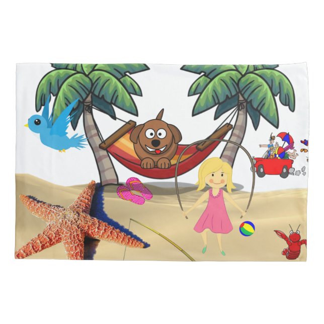 Cojín Funda de Almohada Playa Perro Estrella de Mar Aren (Reverso)
