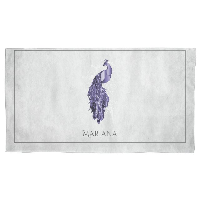 Cojín Funda de almohada Purple Elegant Peacock (Anverso)