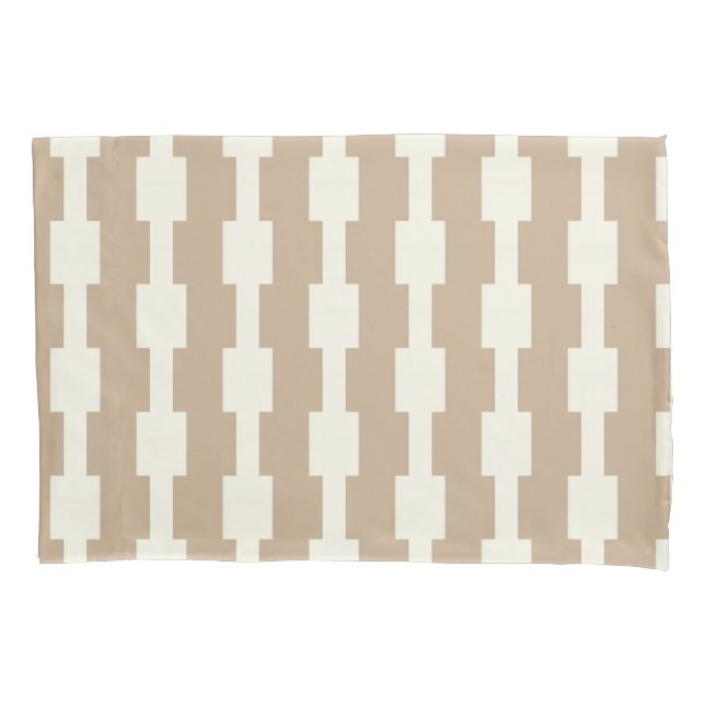 Cojín Funda de Almohada Raya Blanca y Beige (Anverso)