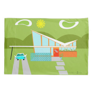 Cojín Funda de almohada retra de la casa del Palm