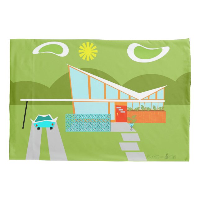 Cojín Funda de almohada retra de la casa del Palm (Reverso)