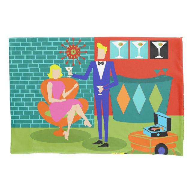 Cojín Funda de almohada retra de los pares de Martini (Anverso)