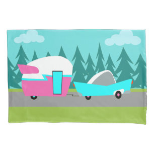 Cojín Funda de almohada retra del campista/del remolque