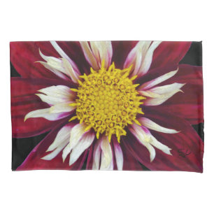 Cojín Funda de almohada roja de la dalia