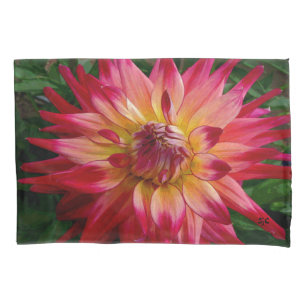 Cojín Funda de almohada rosada brillante de la dalia