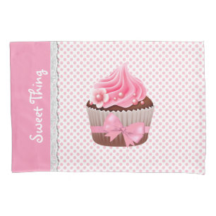 Cojín Funda de almohada rosada con torta rosada