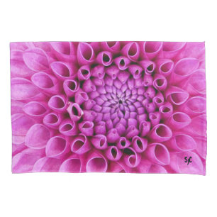 Cojín Funda de almohada rosada de la dalia