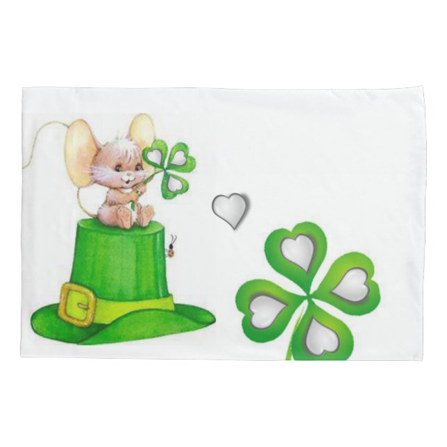 Cojín Funda de almohada St. Patrick's Day Mice (Reverso)