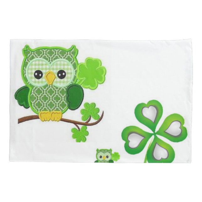 Cojín Funda de almohada St. Patrick's Day Owl (Reverso)