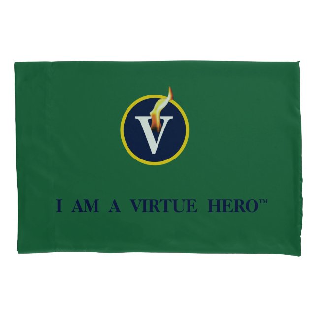 Cojín Funda de almohada VIRTUE HEROES - Verde (Anverso)