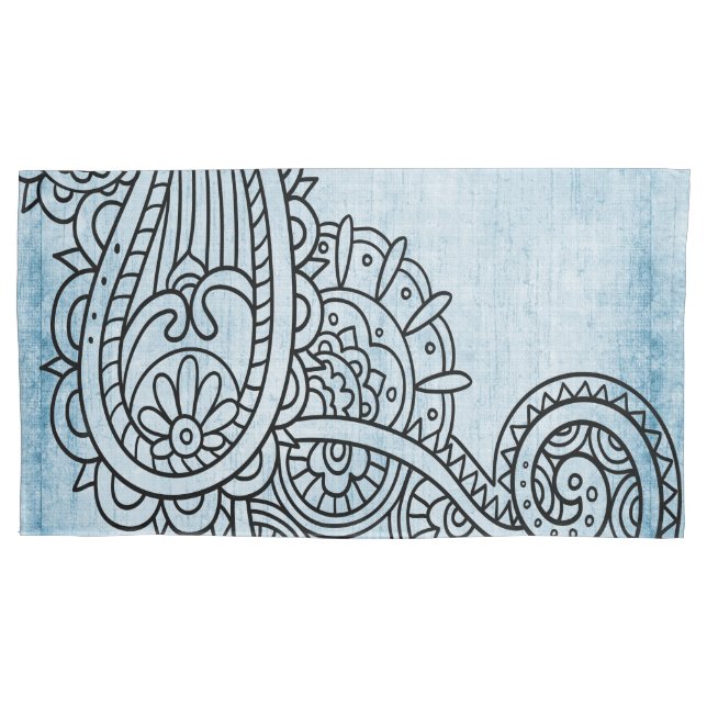 Cojín Funda de almohadas Blue Mehndi Motif (Anverso)
