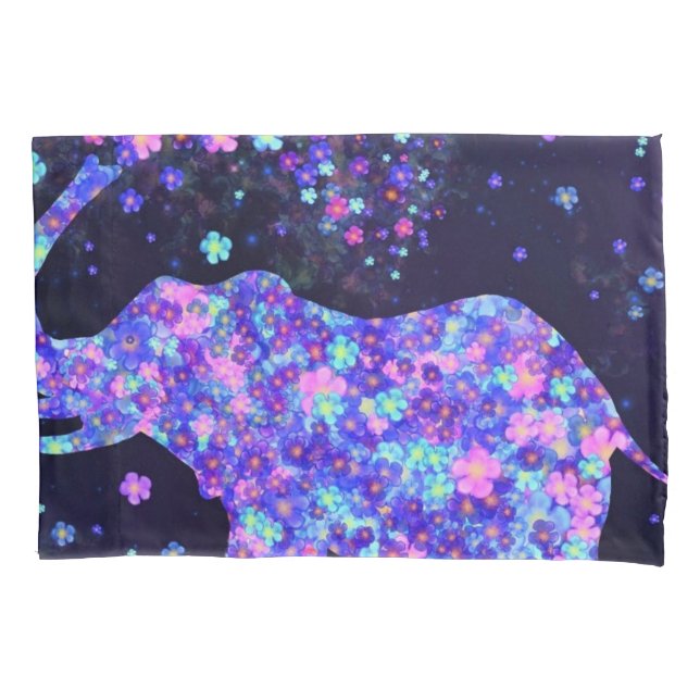 Cojín Funda de almohadas de flores de elefante (Anverso)