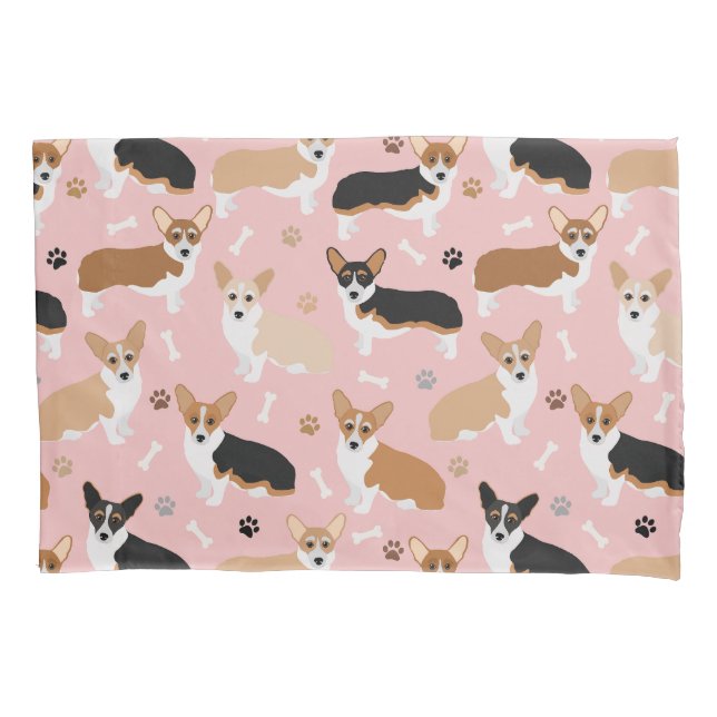 Cojín Funda de almohadas de hueso y patas de perro Corgi (Anverso)