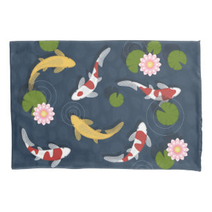 Cojín Funda de almohadas del estanque de pescado japonés