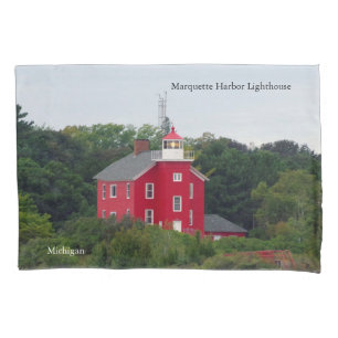 Cojín Funda de almohadas del faro de Marquette Harbour