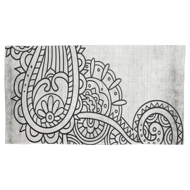 Cojín Funda de almohadas Gray Mehndi Motif (Anverso)