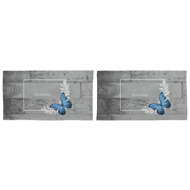 Cojín Funda de almohadas rusas de mariposa azul (Anverso - Set)