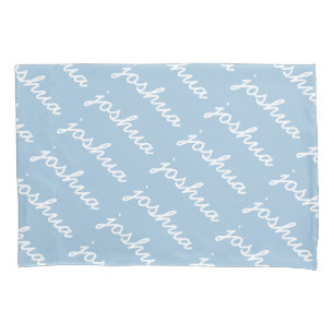 Cojín Funda de almohadilla de nombre cursivo azul