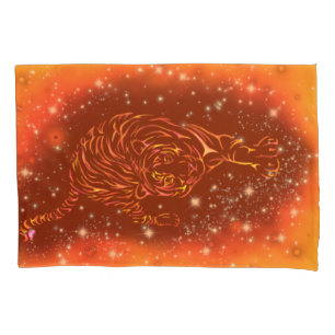 Cojín Funda De Pillow Del Tigre Corriendo En La Noche De
