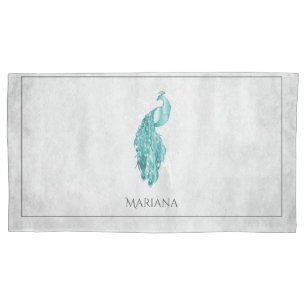 Cojín Funda elegante y verde azulado de almohada de pavo