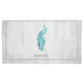 Cojín Funda elegante y verde azulado de almohada de pavo