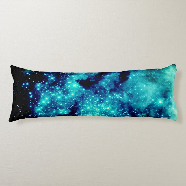 Cojín Galaxia verde azulada (Anverso)
