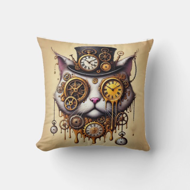 Cojín  Gatita Steampunk (Anverso)