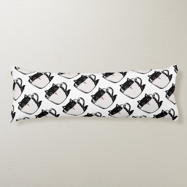 Cojín Gatito negro con nariz roja escondido en una taza (Anverso)