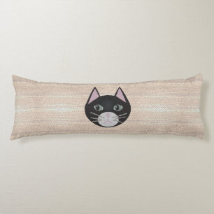 Cojín Gato negro de vidrio emplomado, beige