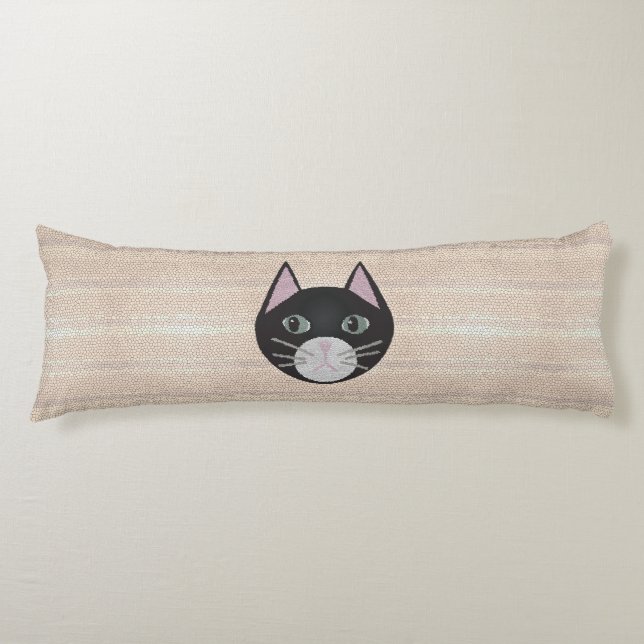 Cojín Gato negro de vidrio emplomado, beige (Anverso)