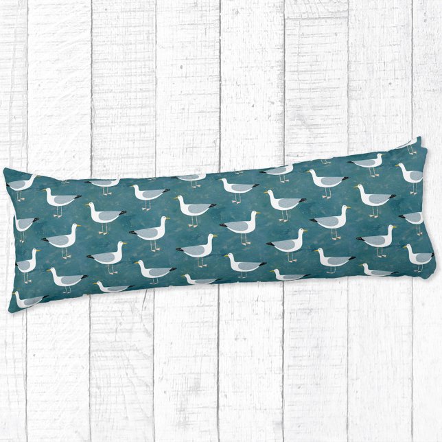 Cojín Gaviota (Seagull nautical body pillow for your beach house)