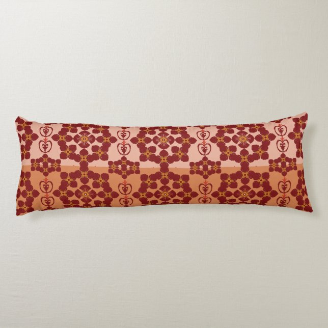 Cojín Geometric Ethnic Pattern Body Pillow – Burgundy Re (Reverso)