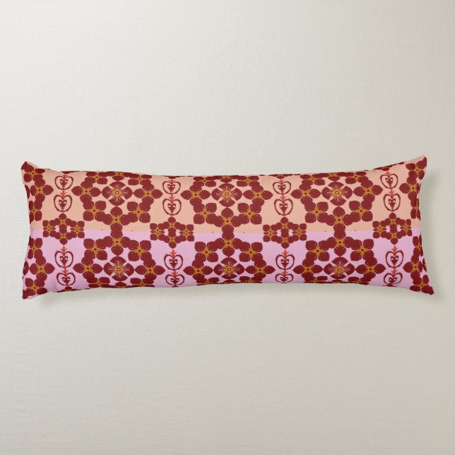 Cojín Geometric Ethnic Pattern Body Pillow – Burgundy Re (Reverso)