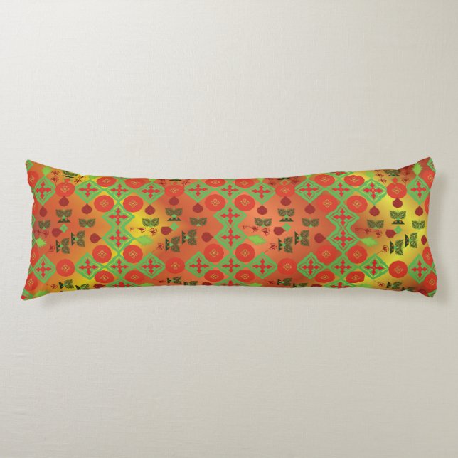 Cojín Geometric Ethnic Pattern Body Pillow – Burgundy Re (Anverso)