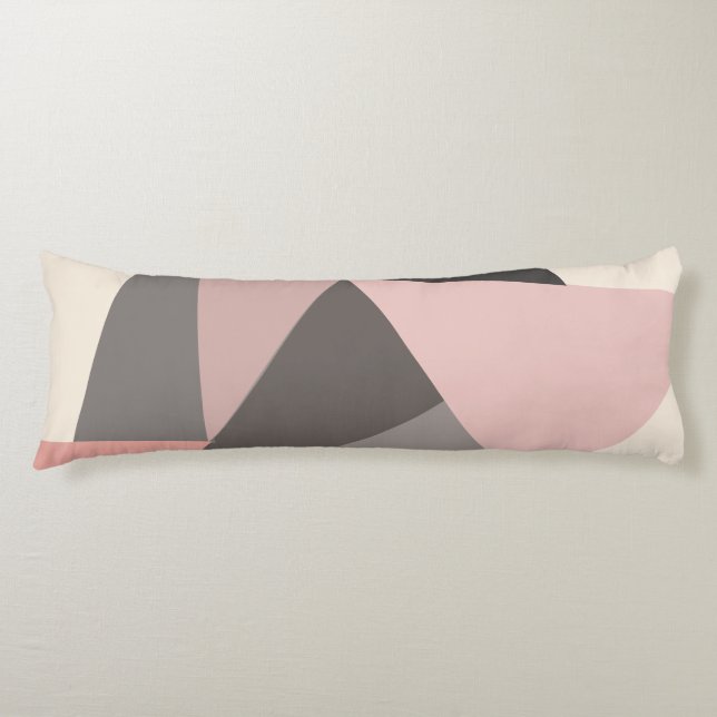 Cojín Geométrico moderno rosa y gris de mediados de sigl (Anverso)