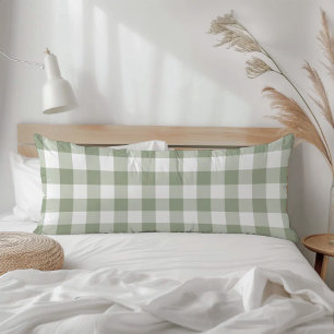 Cojín Gingham de cuadros a cuadros verde salvia rústico 