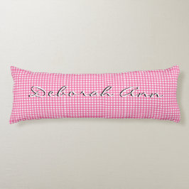 Cojín Gingham rosa moderno personalizado