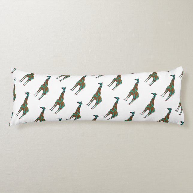 Cojín Giraffe Brown y la Siloette Verde azulada (Anverso)