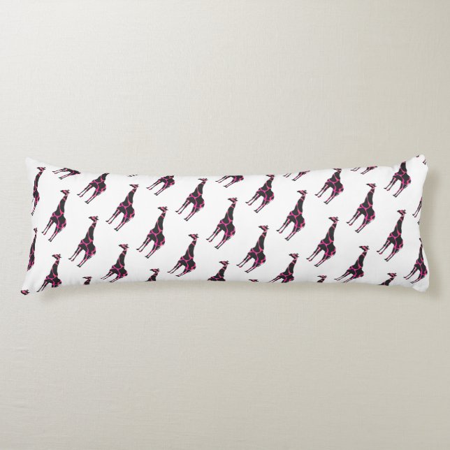 Cojín Giraffe Hot Pink and Black Silhouette (Anverso)