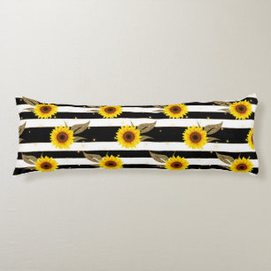 Cojín Girasoles con líneas horizontales en blanco y negr