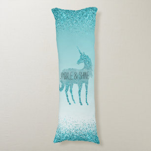 Cojín Girly Glitz Aqua Turquoise Purpurina Unicorn