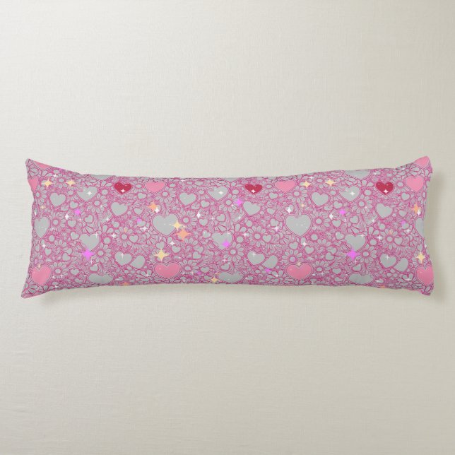 Cojín Glittering Hearts Pattern 01 Lgrey BG (Anverso)