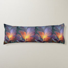 Cojín Glowing Fractal Feather Body Pillow – Abstract Art