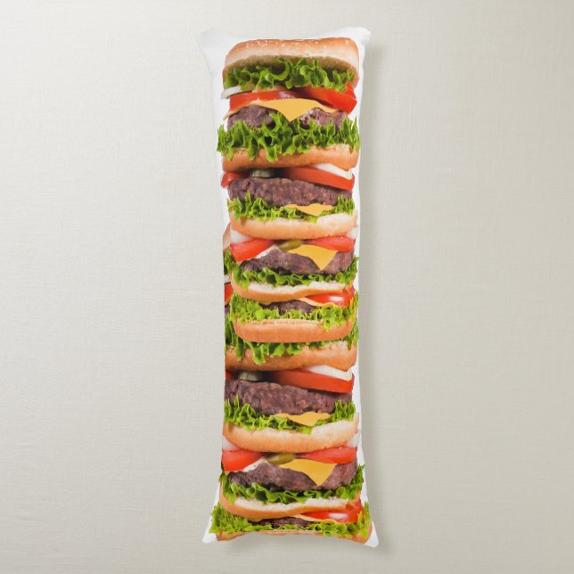 Cojín Graciosa pila de hamburguesas (Frente vertical)